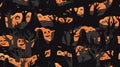 a seamless pattern with halloween pumpkins and trees