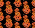 Seamless Pattern with Halloween Pumpkins. Vector.