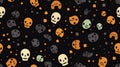 a seamless pattern of halloween skulls on a black background Royalty Free Stock Photo
