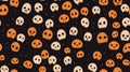 a seamless pattern with halloween skulls on a black background Royalty Free Stock Photo
