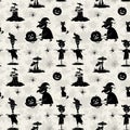 Seamless Pattern, Halloween Symbols Royalty Free Stock Photo