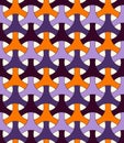 Seamless pattern in Halloween traditional colors with classic japanese ornament. Three pronged blocks tessellation.