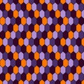 Seamless pattern in Halloween traditional colors with diamonds grid. Turtle shell motif. Honeycomb wallpaper Royalty Free Stock Photo