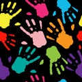 Seamless Pattern Hand Colorful Prints.