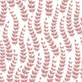 Seamless pattern of hand drawing leaves arranged in waves.