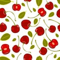 Seamless pattern of hand-drawing various juicy fruit cherry vector Royalty Free Stock Photo
