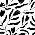 Seamless pattern with hand drawn abstract tulips. Royalty Free Stock Photo
