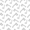 Seamless pattern hand drawn axe. Doodle black sketch. Sign symbol. Decoration element. Isolated on white background. Flat design. Royalty Free Stock Photo
