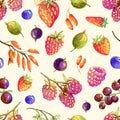 Seamless pattern with hand drawn berries