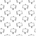 Seamless pattern hand drawn billboard. Doodle black sketch. Sign