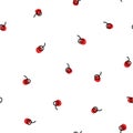 Seamless pattern with hand drawn black and red cherries on white background Royalty Free Stock Photo