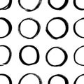 Seamless pattern with hand drawn black and white circles. Paint objects background for your design. Vector art drawing. Brush