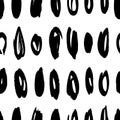 Seamless pattern with hand drawn black and white smear. Paint objects background for your design. Vector art drawing. Brush