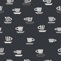 Seamless pattern. Hand drawn Blue and white pottery decorated with patterns in Scandinavian style Royalty Free Stock Photo