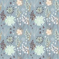 Seamless flowers Pattern in hand drawn boho style