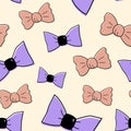 Seamless pattern with hand drawn bows doodle style, vector illustration