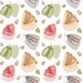 Watercolor seamless pattern with hand drawn butterflies and mothes. Creative for fabric, wrapping, textile, wallpaper.