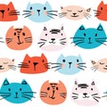 Seamless pattern with hand drawn cats