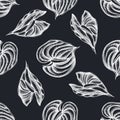 Seamless pattern with hand drawn chalk anthurium