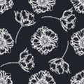 Seamless pattern with hand drawn chalk poppy flower Royalty Free Stock Photo