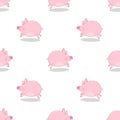 Seamless pattern of hand-drawn cheerful pigs on a transparent background. Vector illustration of piglets for New Year, prints, wra