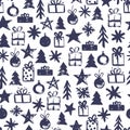 Seamless pattern with hand drawn Christmas elements Royalty Free Stock Photo