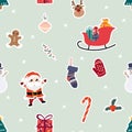 Seamless Pattern with Hand-drawn Christmas Royalty Free Stock Photo