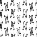 Seamless pattern hand drawn chromosomes. Doodle black sketch. Si Royalty Free Stock Photo