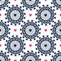 Seamless pattern with hand drawn circles and hearts. Ornate floral endless Hipster background. Can be used for wallpaper, pattern