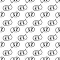 Seamless pattern Hand Drawn cloud with exclamation mark and question doodle. Sketch style icon. Decoration element. Isolated on Royalty Free Stock Photo