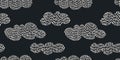 Seamless pattern with hand drawn clouds and sky. Stitch, knitted effect, detailed vector illustration Royalty Free Stock Photo