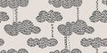 Seamless pattern with hand drawn clouds and sky. Stitch, knitted effect, detailed vector illustration Royalty Free Stock Photo