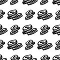 Seamless pattern Hand Drawn coins doodle. Sketch style icon. Decoration element. Isolated on white background. Flat design. Vector Royalty Free Stock Photo