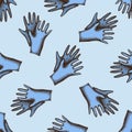 Seamless pattern with hand drawn colored medical gloves Royalty Free Stock Photo