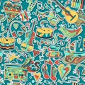 Seamless pattern. Hand drawn colorful musical Royalty Free Stock Photo