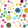 Seamless pattern with hand drawn colorful scattered confetti spots. Royalty Free Stock Photo