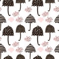 Seamless pattern with hand drawn colorful umbrellas. Childish texture. Great for fabric, textile Vector Illustration