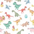 Seamless pattern with hand drawn dinosaurs in scandinavian style Royalty Free Stock Photo