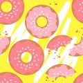 Colorful seamless pattern with donuts. Background with confectionery