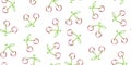 Seamless pattern hand drawn doodle cherries on white background