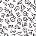 Seamless pattern with hand-drawn doodle icons, back to school theme Royalty Free Stock Photo