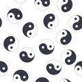 seamless pattern of hand drawn doodle sketch Yin Yang symbol isolated on white background Royalty Free Stock Photo