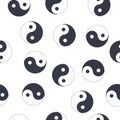 seamless pattern of hand drawn doodle sketch Yin Yang symbol isolated on white background Royalty Free Stock Photo