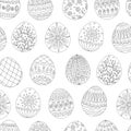 Seamless pattern with hand drawn doodles easter eggs