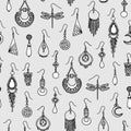 Seamless pattern with hand drawn earrings Royalty Free Stock Photo