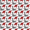 seamless pattern with hand drawn elements. text Thai with red blood illustration
