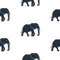 Seamless pattern with hand drawn elephant vector illustration. Royalty Free Stock Photo