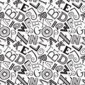 Seamless pattern with hand drawn fancy alphabet Royalty Free Stock Photo