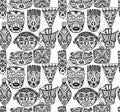 Seamless pattern with hand drawn fancy masks in african s Royalty Free Stock Photo