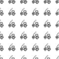 Seamless pattern hand drawn fashion tractor icon. Hand drawn black sketch. Sign / symbol / doodle. Isolated on white background. Royalty Free Stock Photo